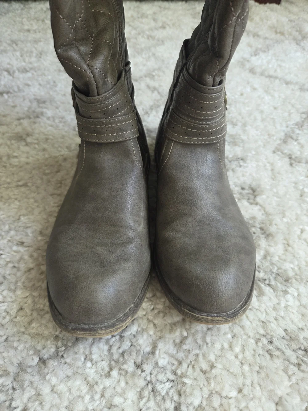 JustFab Titania Wide Calf Flat Boot Taupe